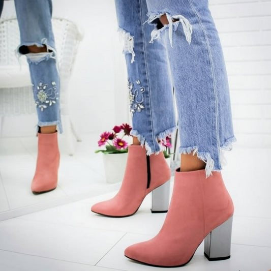 Flock Toe Boots High Heel Ankle Pumps - Easy Pickins Store