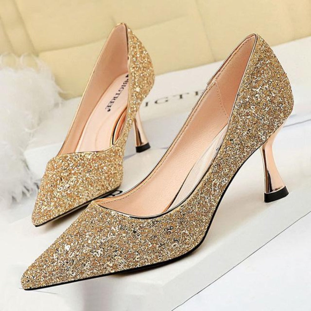 High Heels Sequined Pumps | Easy Pickins