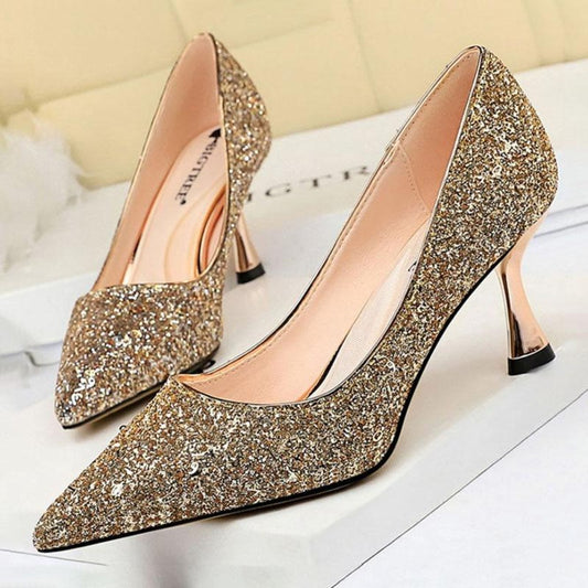 High Heels Sequined Pumps | Easy Pickins