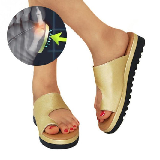 Leather Comfy Platform Flat Sole Soft Big Toe Foot Correction Sandals - Easy Pickins Store