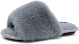 Furry Faux Fur Slippers Memory Foam Slippers Slip on - Easy Pickins Store