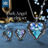 Angel Wing Love Heart Necklaces and Earrings Silver Tone/Gold Tone Jewelry Sets Birthday/Anniversary Valentines Day Jewelry - Easy Pickins Store
