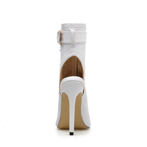 Ankle Boots Buckle Strap Peep Toe Hollow Out Thin High Heels - Easy Pickins Store