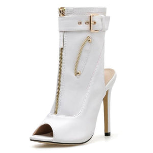 Ankle Boots Buckle Strap Peep Toe Hollow Out Thin High Heels - Easy Pickins Store