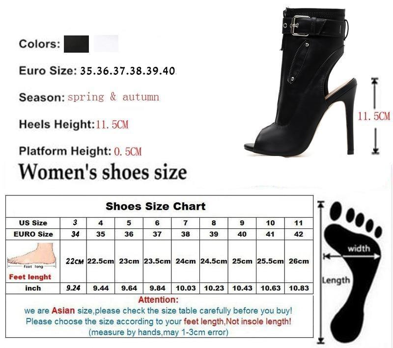 Ankle Boots Buckle Strap Peep Toe Hollow Out Thin High Heels - Easy Pickins Store