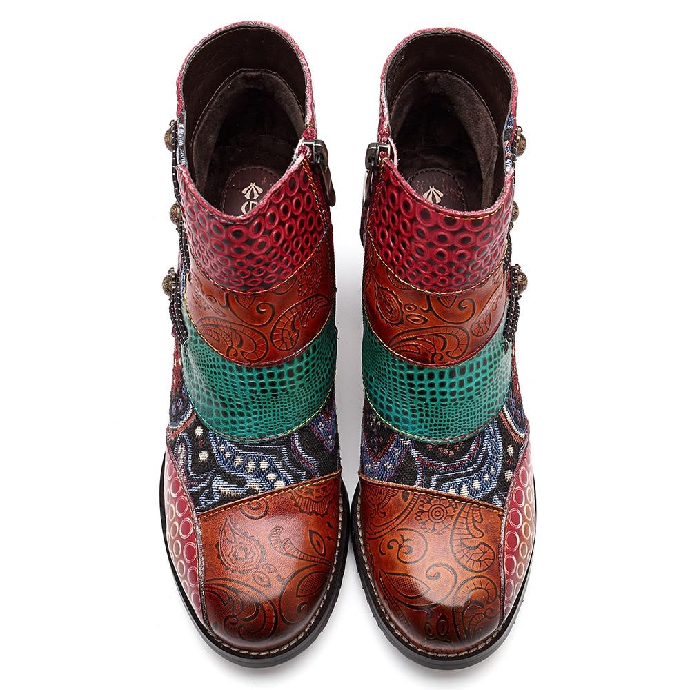 Ankle Boots Genuine Leather Retro Block High Heels - Easy Pickins Store