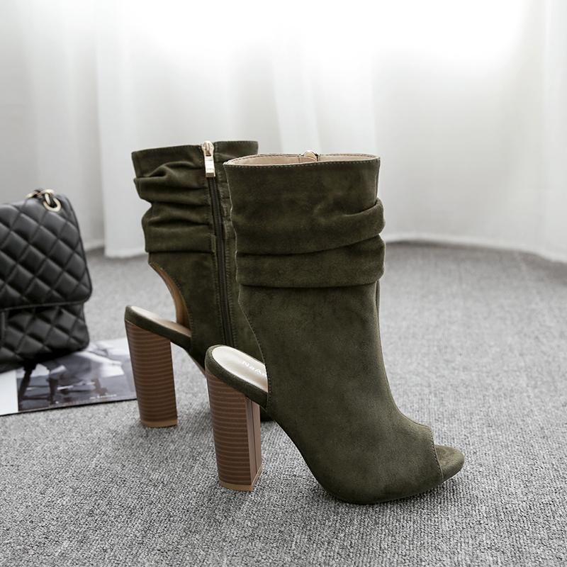Ankle Boots Open Toe High Heels Chelsea Boots Peep Toe Zipper - Easy Pickins Store