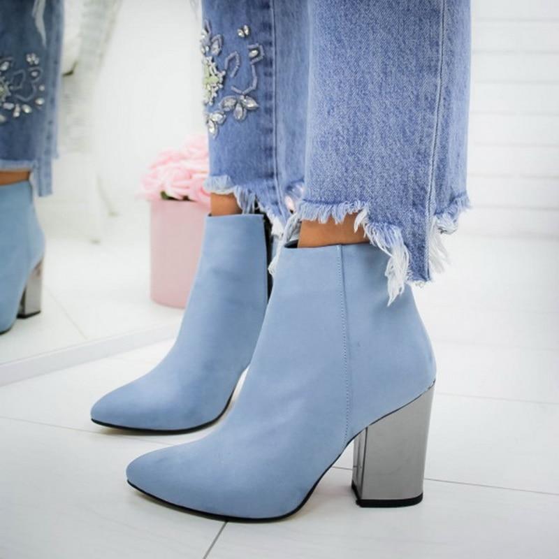 Ankle Pumps Flock Toe Boots High Heels - Easy Pickins Store