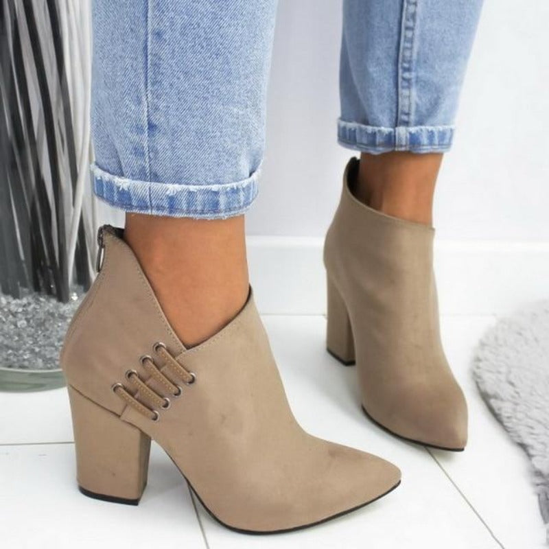 Ankle Pumps Flock Toe Boots High Heels - Easy Pickins Store