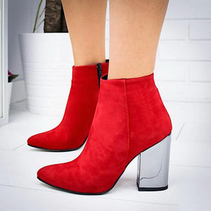 Ankle Pumps Flock Toe Boots High Heels - Easy Pickins Store