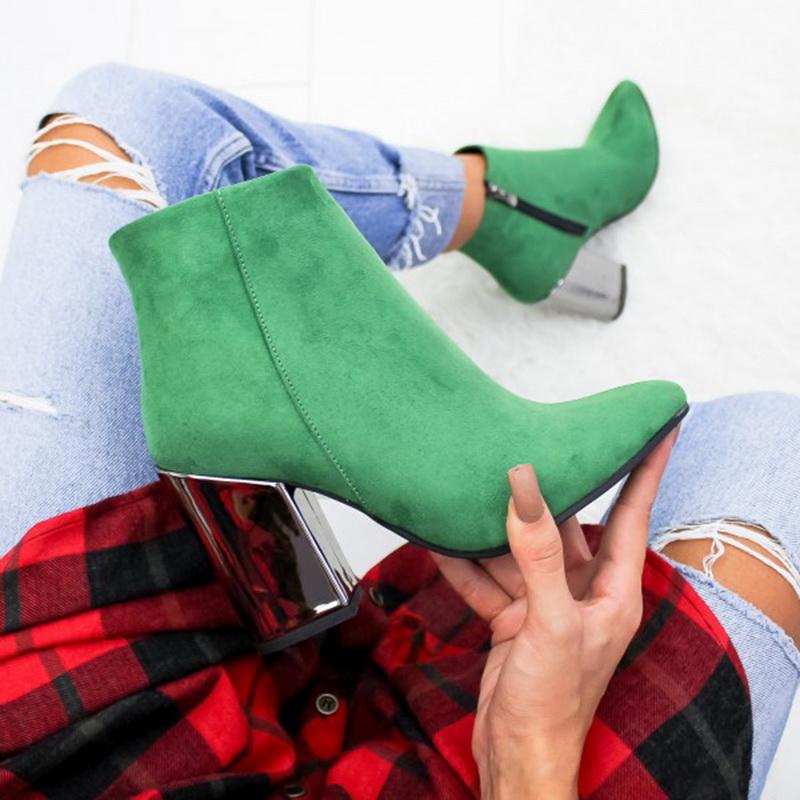 Ankle Pumps Flock Toe Boots High Heels - Easy Pickins Store