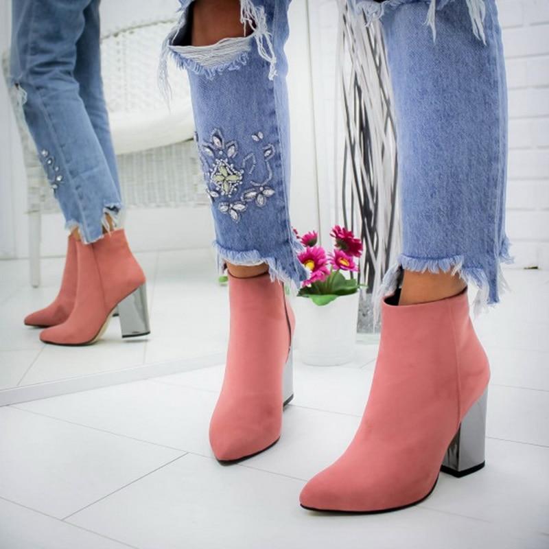 Ankle Pumps Flock Toe Boots High Heels - Easy Pickins Store