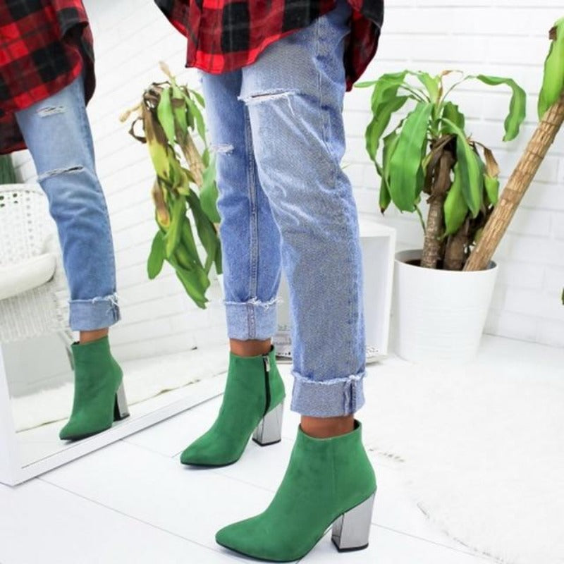 Ankle Pumps Flock Toe Boots High Heels - Easy Pickins Store