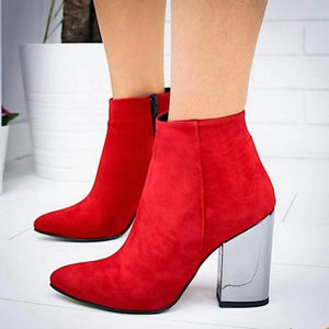 Ankle Pumps Flock Toe Boots High Heels - Easy Pickins Store