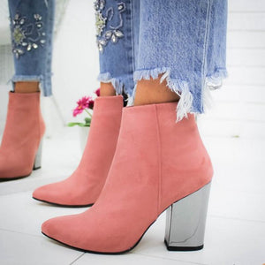 Ankle Pumps Flock Toe Boots High Heels - Easy Pickins Store