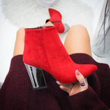 Ankle Pumps Flock Toe Boots High Heels - Easy Pickins Store