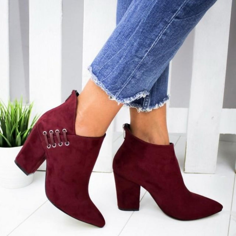 Ankle Pumps Flock Toe Boots High Heels - Easy Pickins Store