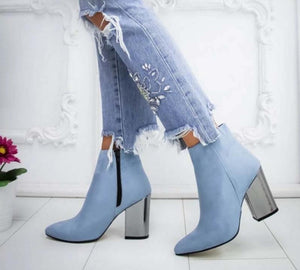 Ankle Pumps Flock Toe Boots High Heels - Easy Pickins Store