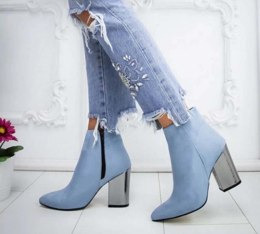 Ankle Pumps Flock Toe Boots High Heels - Easy Pickins Store