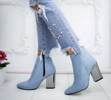 Ankle Pumps Flock Toe Boots High Heels - Easy Pickins Store