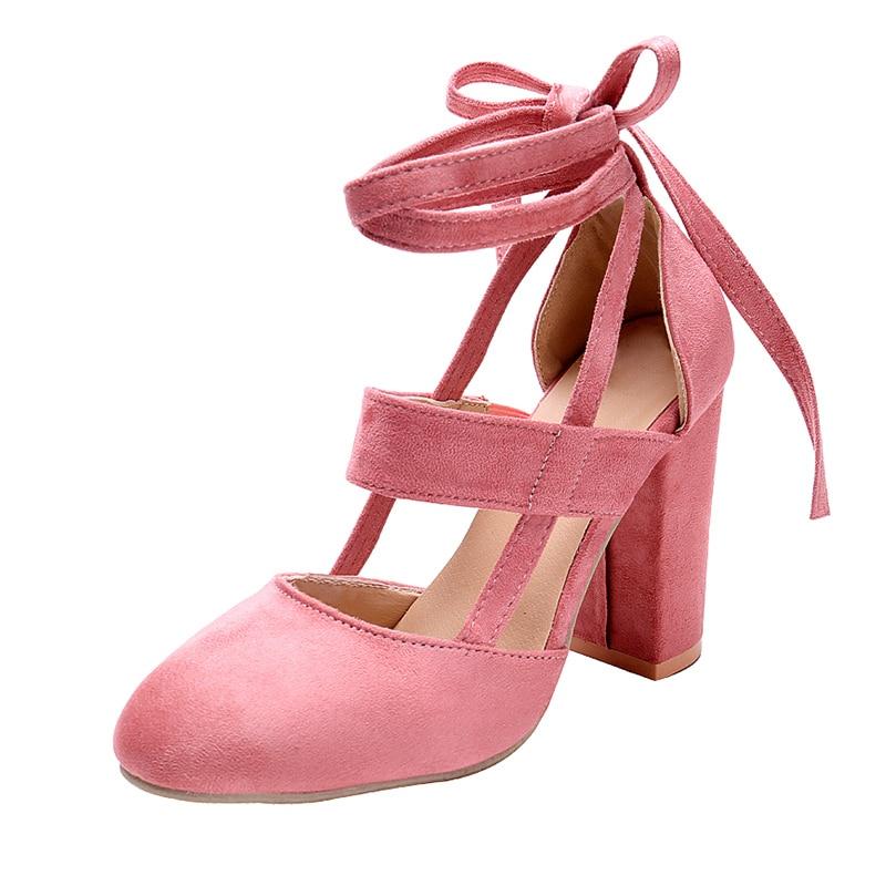 Ankle Strap High Thick Heels Flock Gladiator - Easy Pickins Store