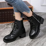 Army Punk Biker Leather Short Boots - Easy Pickins Store