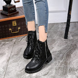 Army Punk Biker Leather Short Boots - Easy Pickins Store