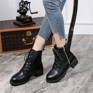 Army Punk Biker Leather Short Boots - Easy Pickins Store