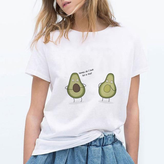 Avocado Cat Pattern T Shirt Vegan Cute Top - Easy Pickins Store