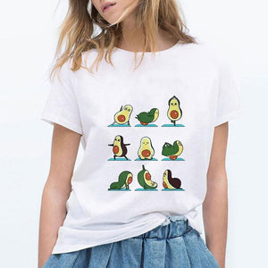Avocado Cat Pattern T Shirt Vegan Cute Top - Easy Pickins Store