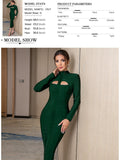 Bandage Dress Bodycon Cut Out High Neck Long Sleeve Rayon - Easy Pickins Store