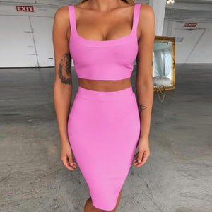 Bandage Dress Crop Top And Purple 2 Piece Set - Easy Pickins Store