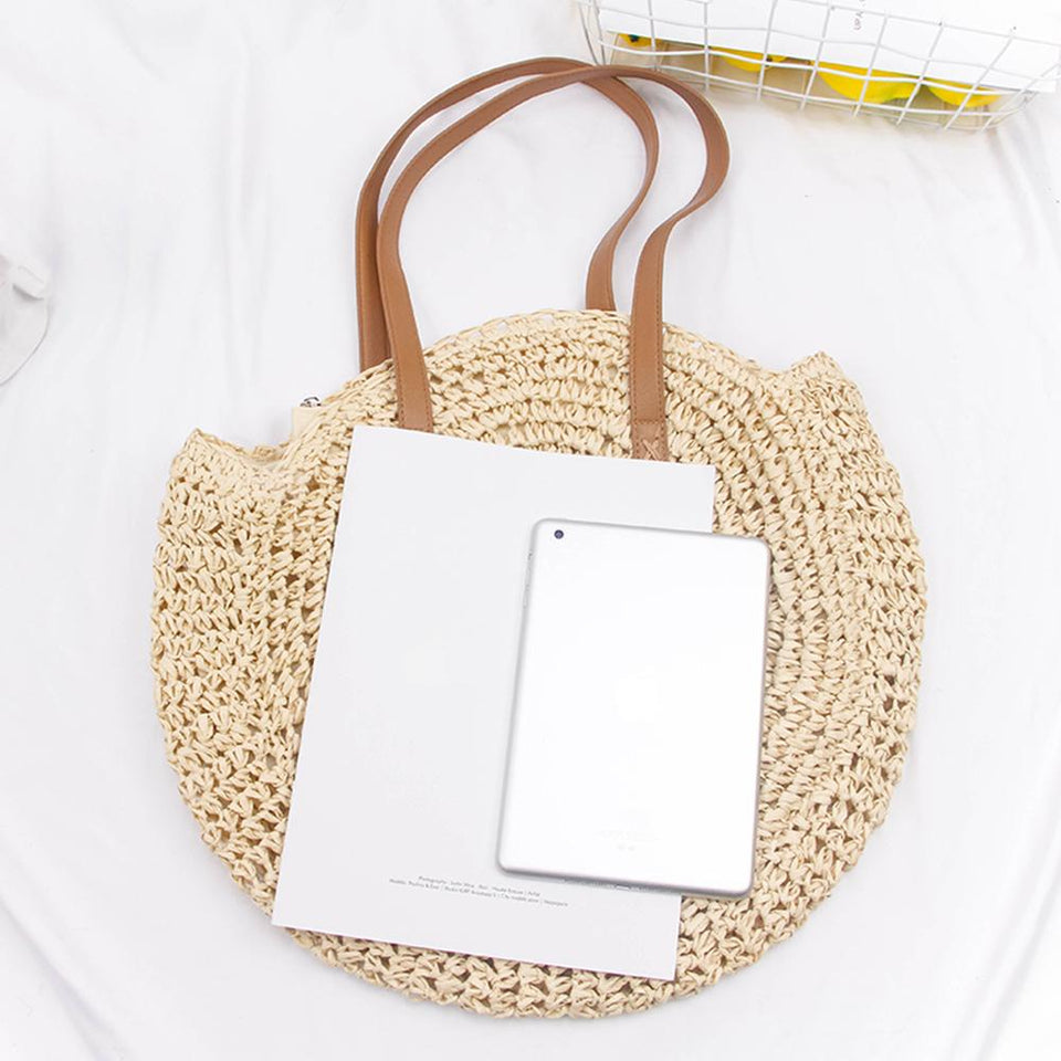 Beach Rattan Shoulder Handbag Woven Straw - Easy Pickins Store