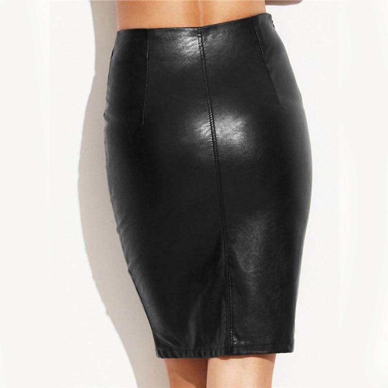 Black Skinny Pencil Punk Street Body-con Leather Skirt - Easy Pickins Store