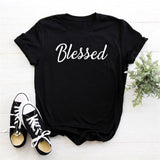 Blessed Letters Print T-shirt Hipster Short Sleeve - Easy Pickins Store