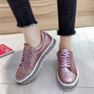 Bling Glitter Vulcanized Lace Up Sneakers - Easy Pickins Store