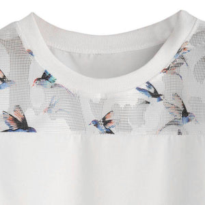 Blouse Hollow Out Lace Hem Short Sleeve - Easy Pickins Store