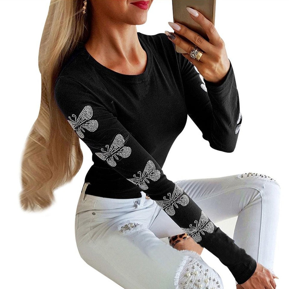 Blouse Long Sleeve Hallow Out Slim Fit - Easy Pickins Store