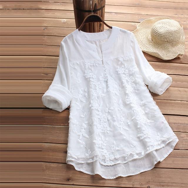 Blouse V Neck Long Sleeve Tunic - Easy Pickins Store