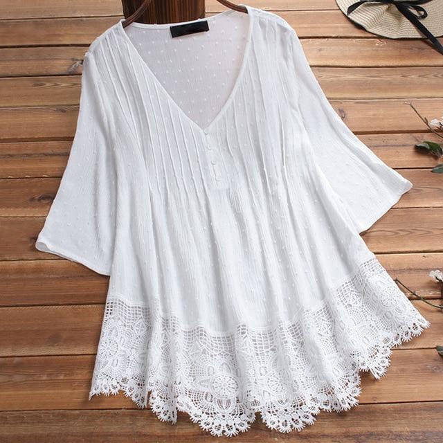Blouse V Neck Long Sleeve Tunic - Easy Pickins Store