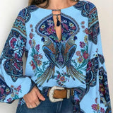 Bohemian Blouse Vintage Floral Print - Easy Pickins Store