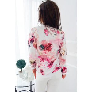 Bomber Jacket Retro Floral Printed Long Sleeve - Easy Pickins Store