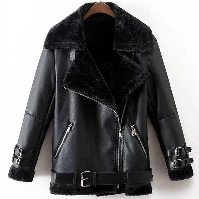 Bomber Leather Jacket Faux Fur - Easy Pickins Store