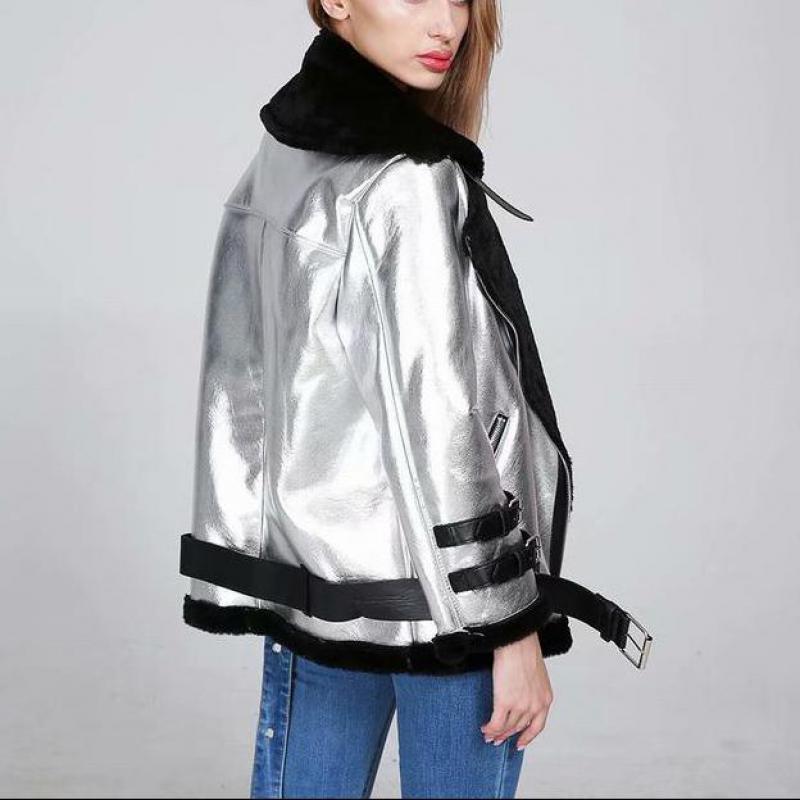 Bomber Leather Jacket Faux Fur - Easy Pickins Store
