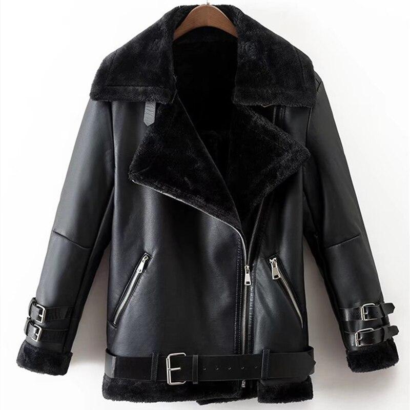Bomber Leather Jacket Faux Fur - Easy Pickins Store