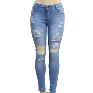 Boyfriend Pocket Pencil Ripped Cotton Casual Denim Jeans - Easy Pickins Store