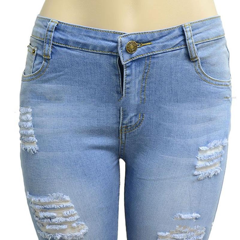Boyfriend Pocket Pencil Ripped Cotton Casual Denim Jeans - Easy Pickins Store