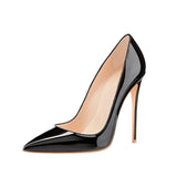 Brand High Heels Black Leather Pointed Toe - Easy Pickins Store