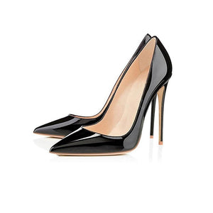 Brand High Heels Black Leather Pointed Toe - Easy Pickins Store