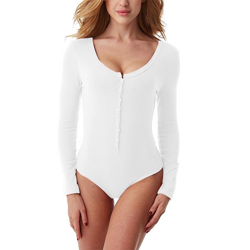 Breasted Slim Body Suit Buttons Leotard Jumpsuit - Easy Pickins Store